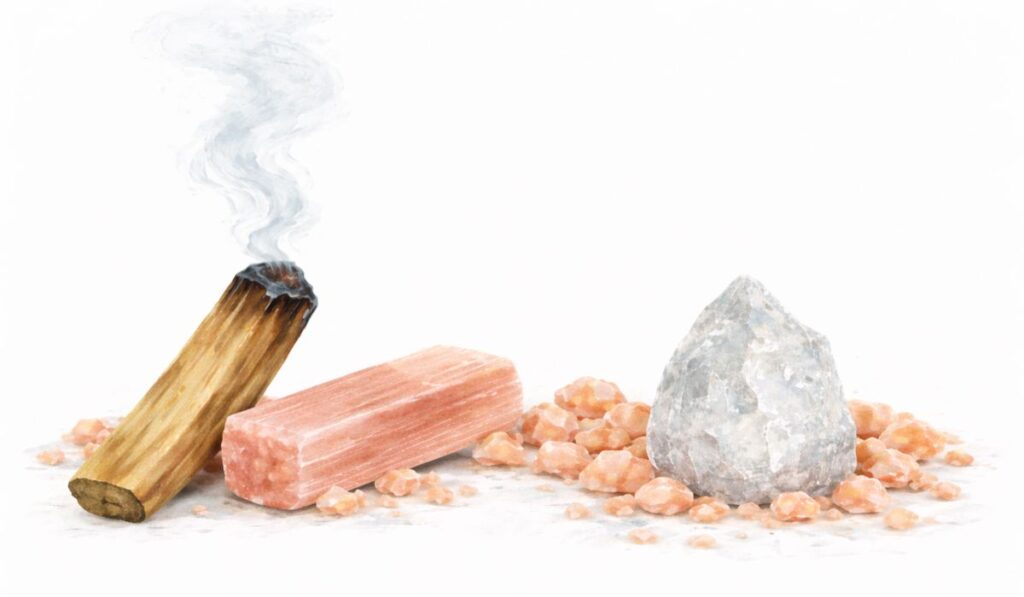 Rensesæt guide Dette rensesæt er sammensat til dig, der ønsker en grundig og blid metode til at rense krystaller, tarot- og orakelkort, smykker samt energien i dit hjem og din egen krop.