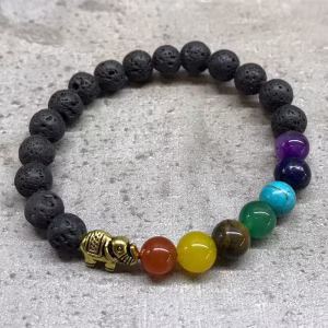 Lavasten chakra armbånd med elefant