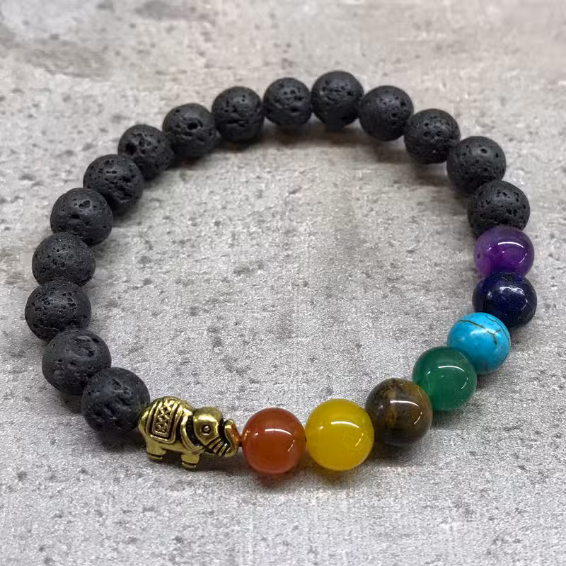 Lavasten chakra armbånd med elefant