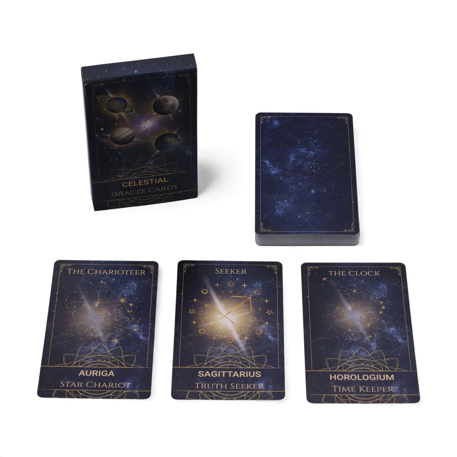 Celestial Energy Atlas orakelkort: æske og et udvalg af orakelkort