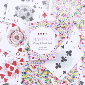 Mandala spillekort og orakelkort: æske og kort med farverige mønstre